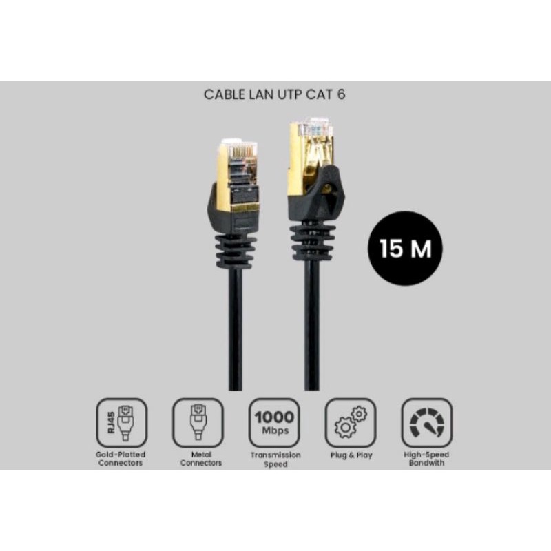 kabe lan 15m cat6 cliptec kabel lan utp cat 6