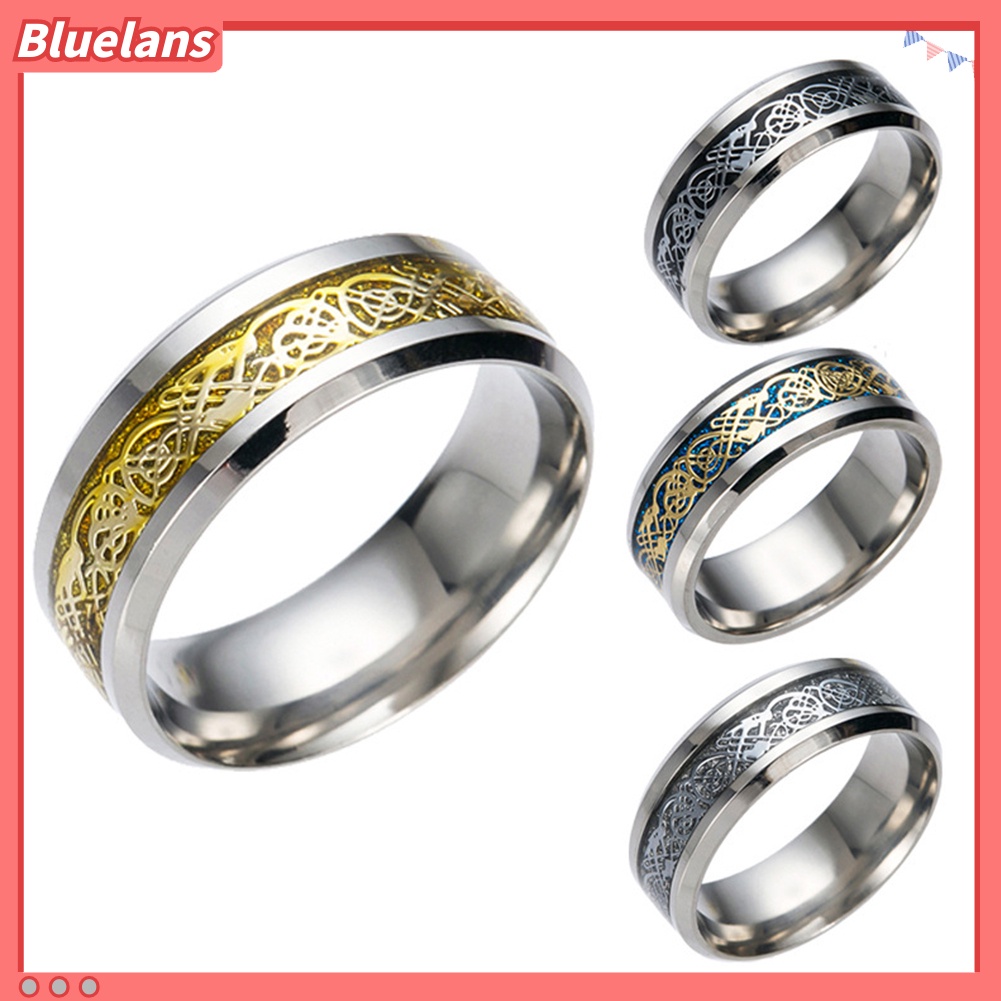 Bluelans Stylish Men Titanium Steel Smooth Surface Wedding Band Finger Ring Jewelry Gift