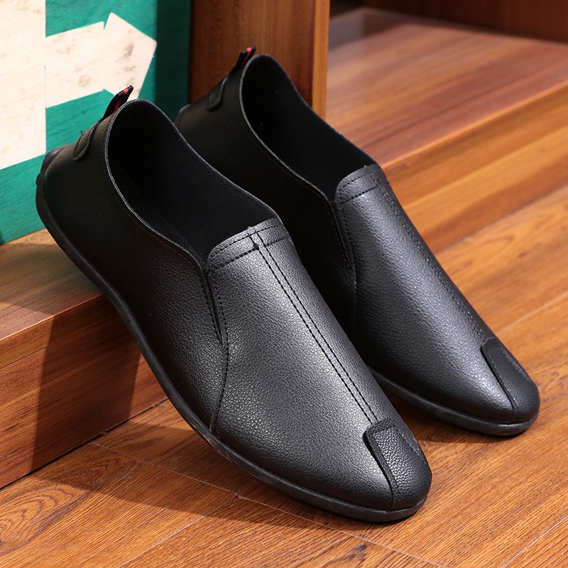 Sepatu Pria Slip on Casual Sepatu Kulit Hitam Formal Sepatu Kerja