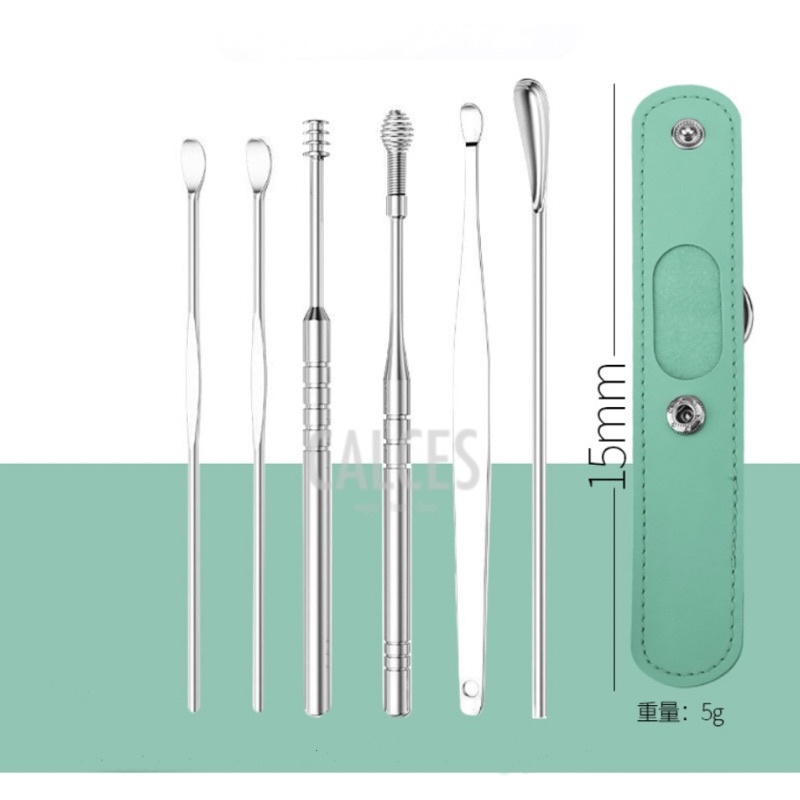 Alat Pembersih Telinga Korek Kuping Ear Spoon Tool 6 PCS-Pouch Tosca 6in1