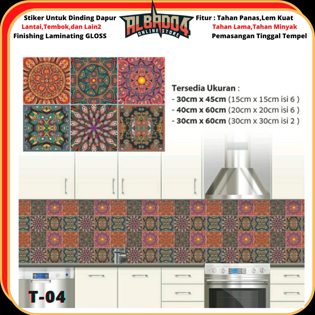 Wallpaper Stiker DINDING Keramik LANTAI Tembok DAPUR Tangga T 04