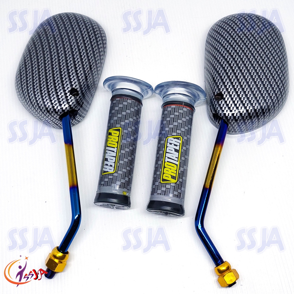 1set Spion carbon Yamaha dan handgrip protaper carbon bisa untuk semua motor yamaha