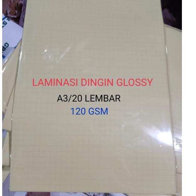

New - LAMINASI DINGIN GLOSSY A3/20 LEMBAR 120 GSM KNG