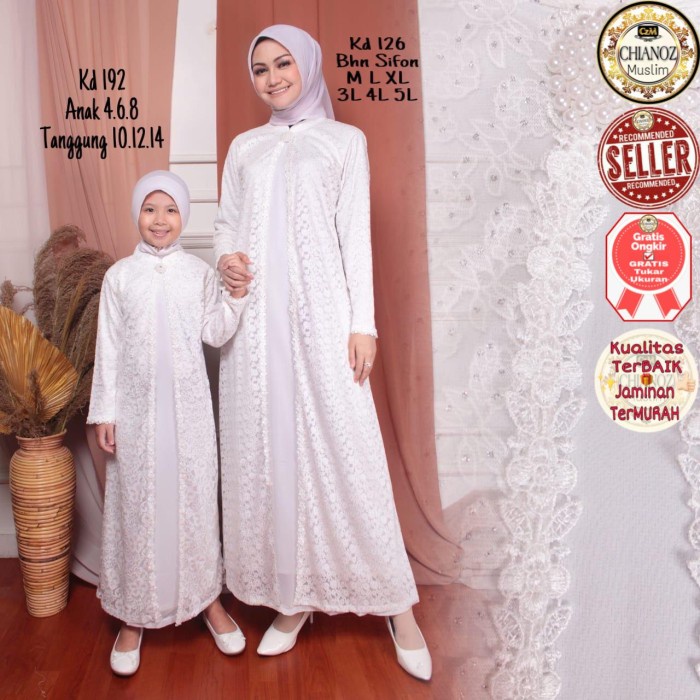 GAMIS Baju Gamis Putih / Busana Muslim / Baju Muslim Wanita #126 STD - 6, Putih remaja terlaris bruk
