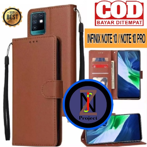 Case Kulit - Case Flip For ( INFINIX NOTE 10/NOTE 10 PRO ) Casing Dompet - Flip Cover Leather - Sarung Handphone Premium...