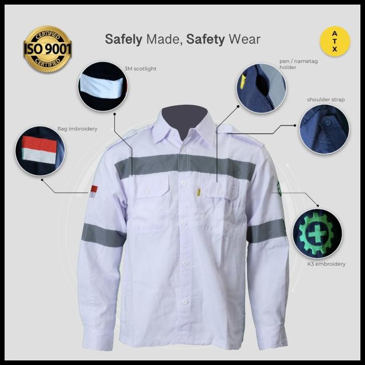 Wearpack Safety Baju Kerja Lapangan Lengan Panjang Merk Atx Putih
