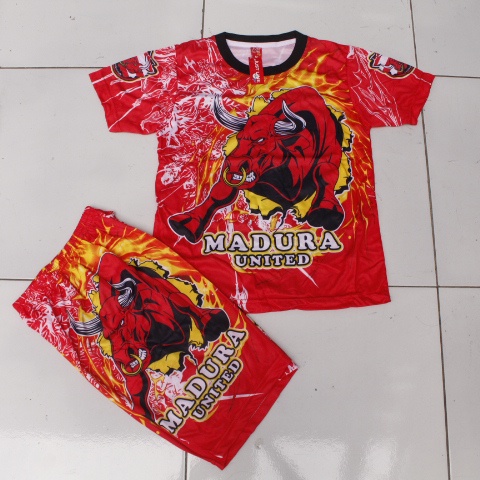 setelan baju bola anak madura suporter printing/ baju bola anak madura printing