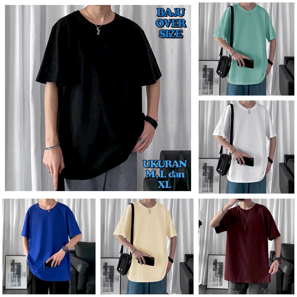 MUKZHOP - KAOS OVERSIZE POLOS / atasan lengan pendek / baju oversize / oblong polos / kekinian / kaos kece / temurah