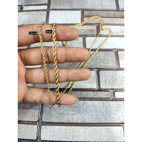 Termurah!!!! kalung titanium / stainless motif tambang warna gold tidak karat panjang 50cm