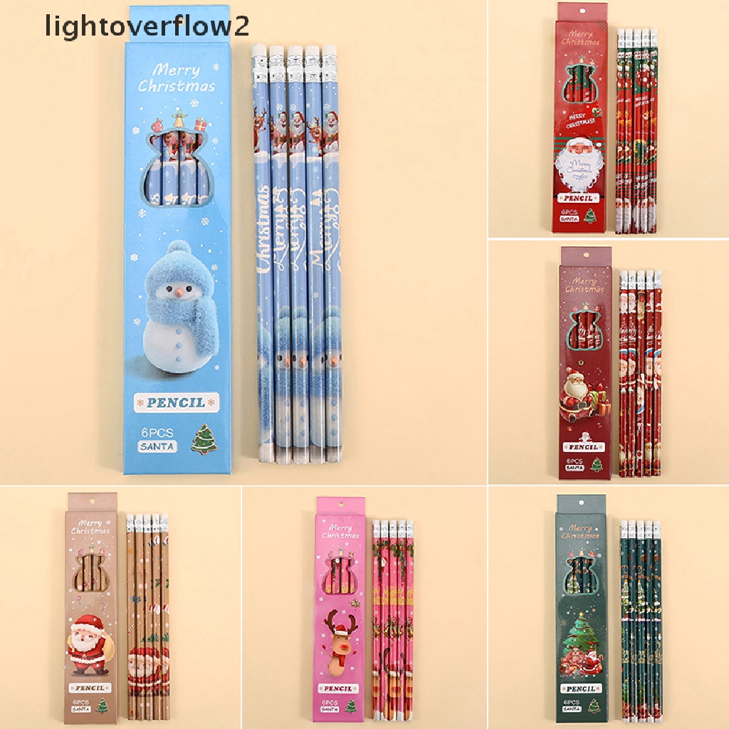 (lightoverflow2) 6pcs / Lot Pensil HB Dengan Kotak Penyimpanan Untuk Menulis / Menggambar