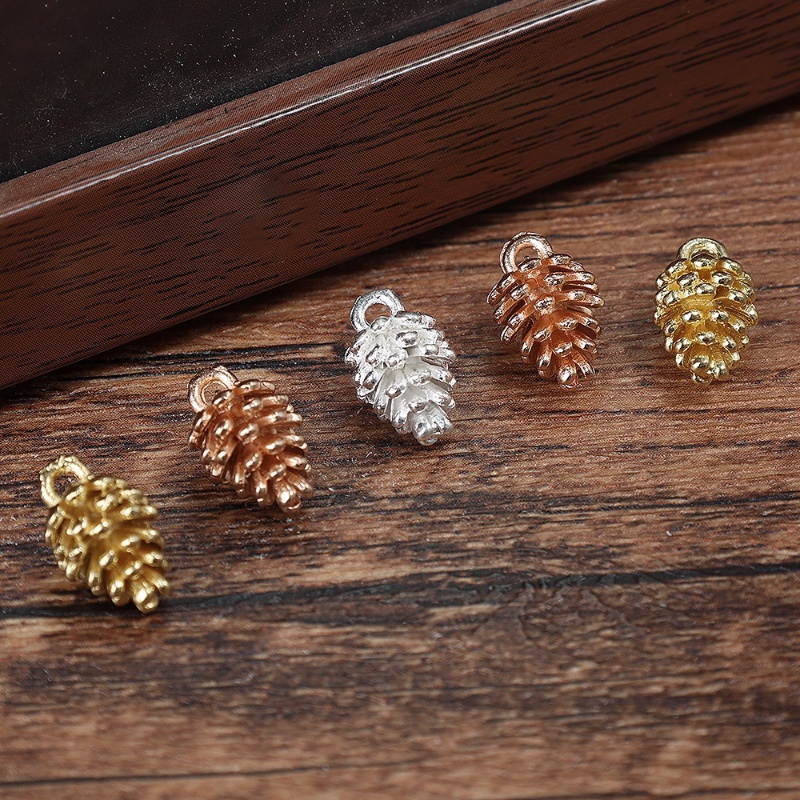 10 Pcs Perhiasan Logam Buatan Tangan DIY Membuat Aksesoris Multicolor Indah Pinus Kerucut DIY Charms Liontin Fashion Sederhana Untuk Gelang Kalung Anting