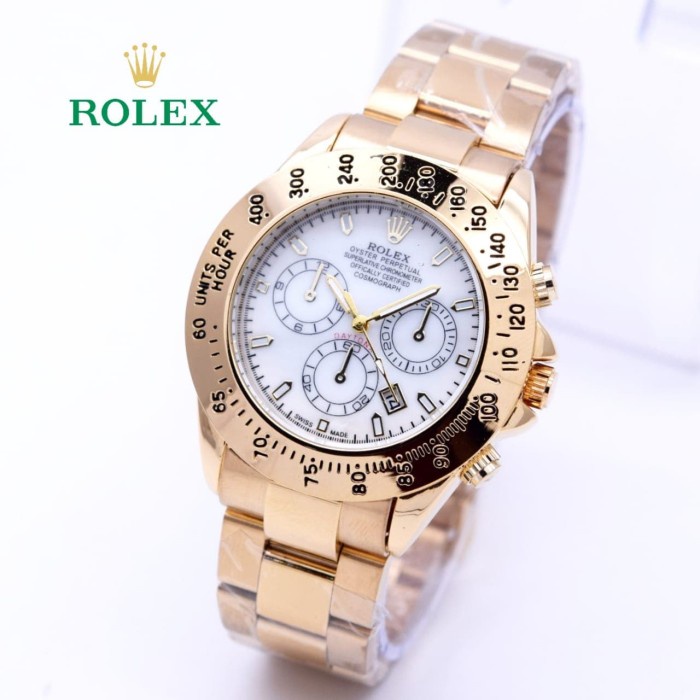 Jam Tangan Wanita Rolex Daytona Gold Rantai - Gold Putih