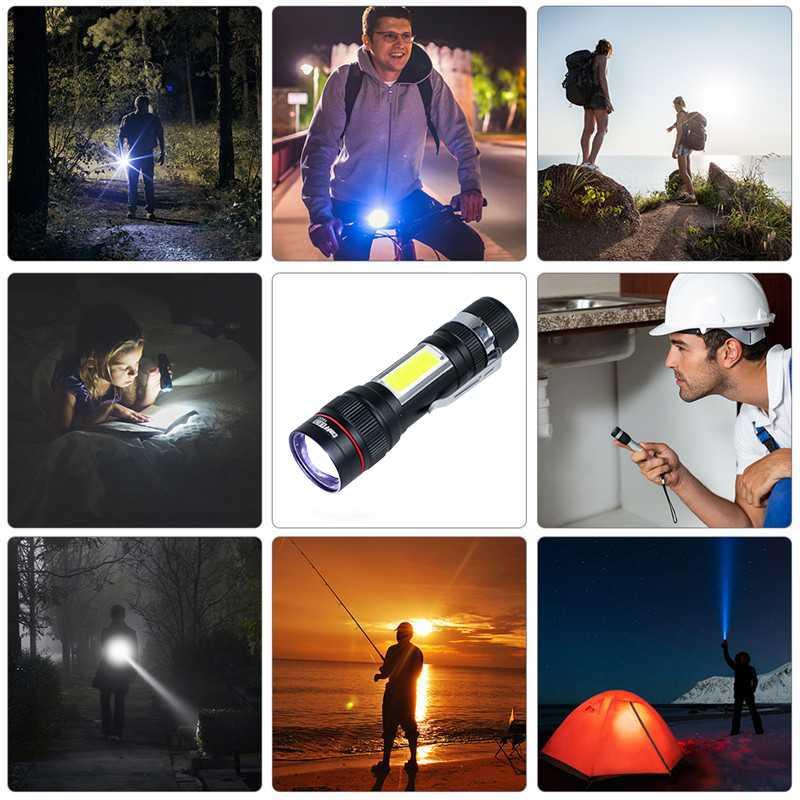 TaffLED Senter LED Outdoor USB Rechargeable XPE-T6 + COB 200 Lumens - 1520