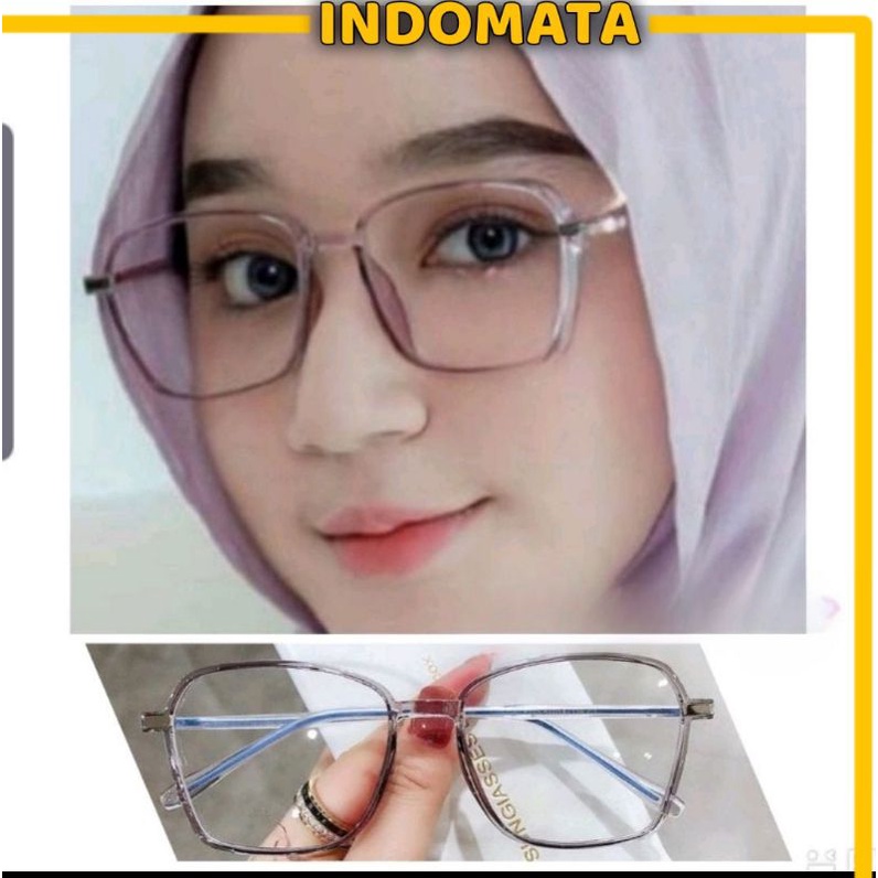 Kacamata Wanita Kotak Besar Normal Minus Antiradiasi Blueray Photocromic