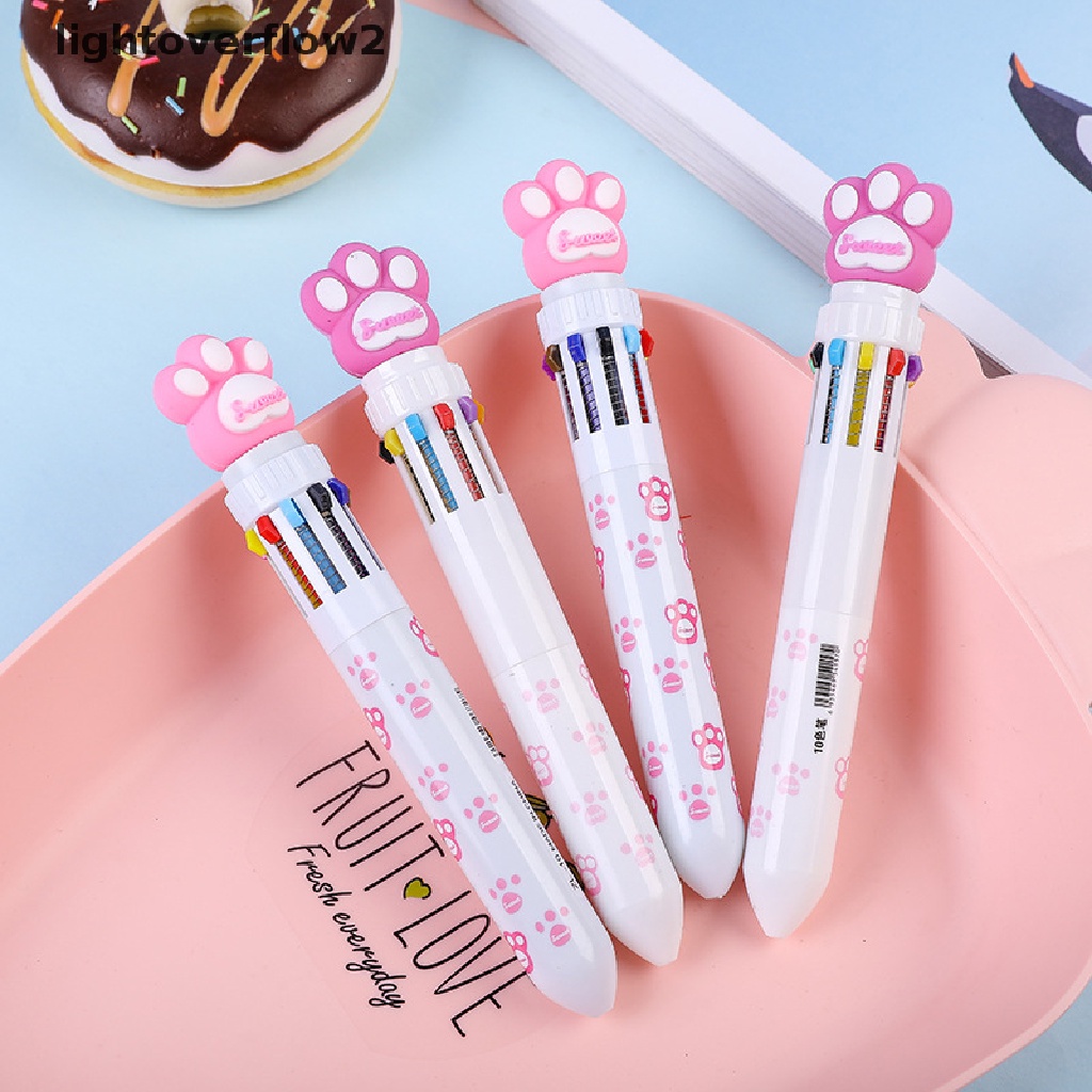 (lightoverflow2) 1pc Pulpen 10 Warna Dengan Hiasan Kartun Hewan