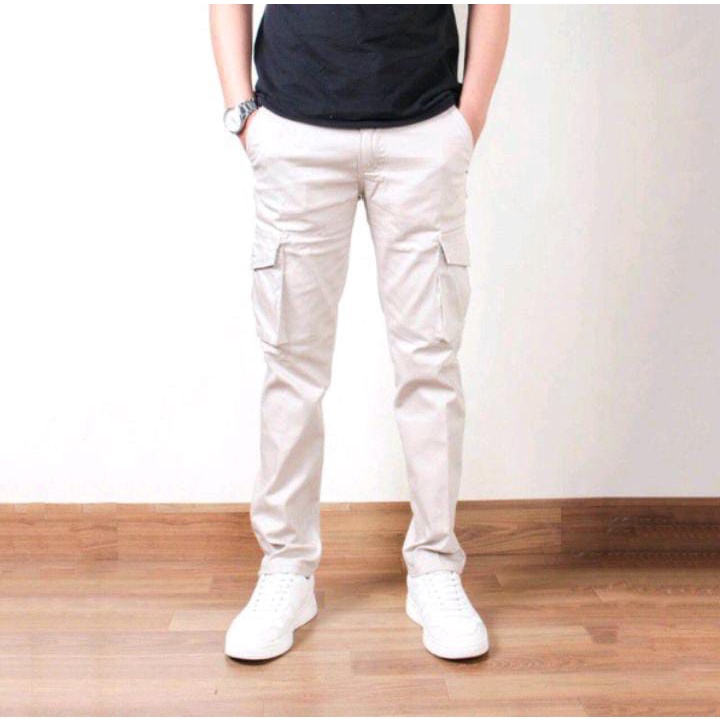 [BISA COD] ORIGINAL Celana Cargo Panjang Pria Dewasa kimpol Size 27-38-KARGO PJG CREAM