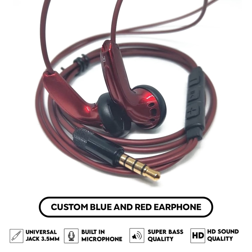 Blue And Red Custom Bass Earphone With Crystal Sound Sennheiser MX500