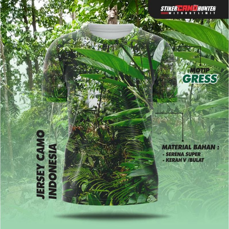 baju camo lengan pendek motip gress kamuplase