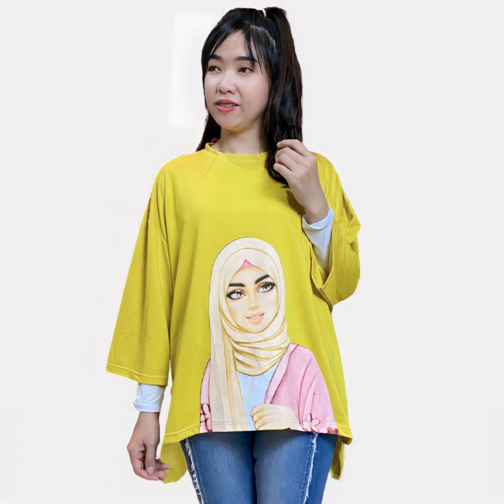 LD 130 ATSAN OVERSIZE MUSLIMAH KAOS WANITA JUMBO VIRAL