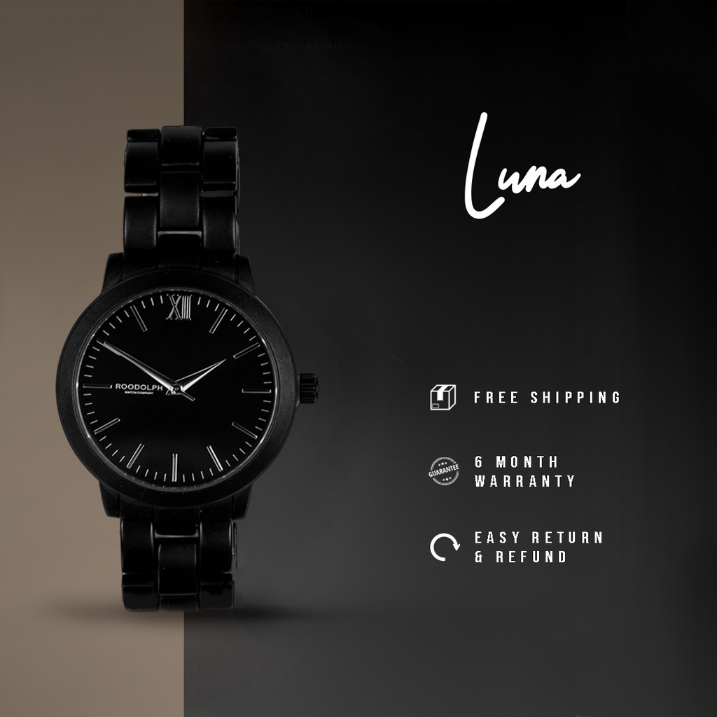 Roodolph Watch - Luna Black | Jam Tangan Wanita | Jam Tangan