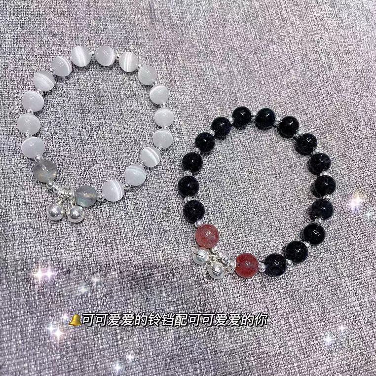 AY(CN) Gelang Manik-Manik Kristal Opal Warna Silver Gaya Korea Untuk Wanita