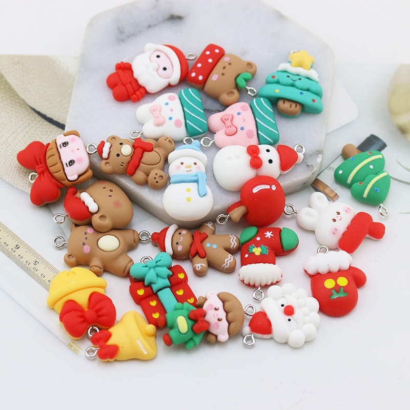 Liontin Bentuk Gingerbread Natal Bahan Resin Untuk Membuat Perhiasan Anting Gelang Gantungan Kunci