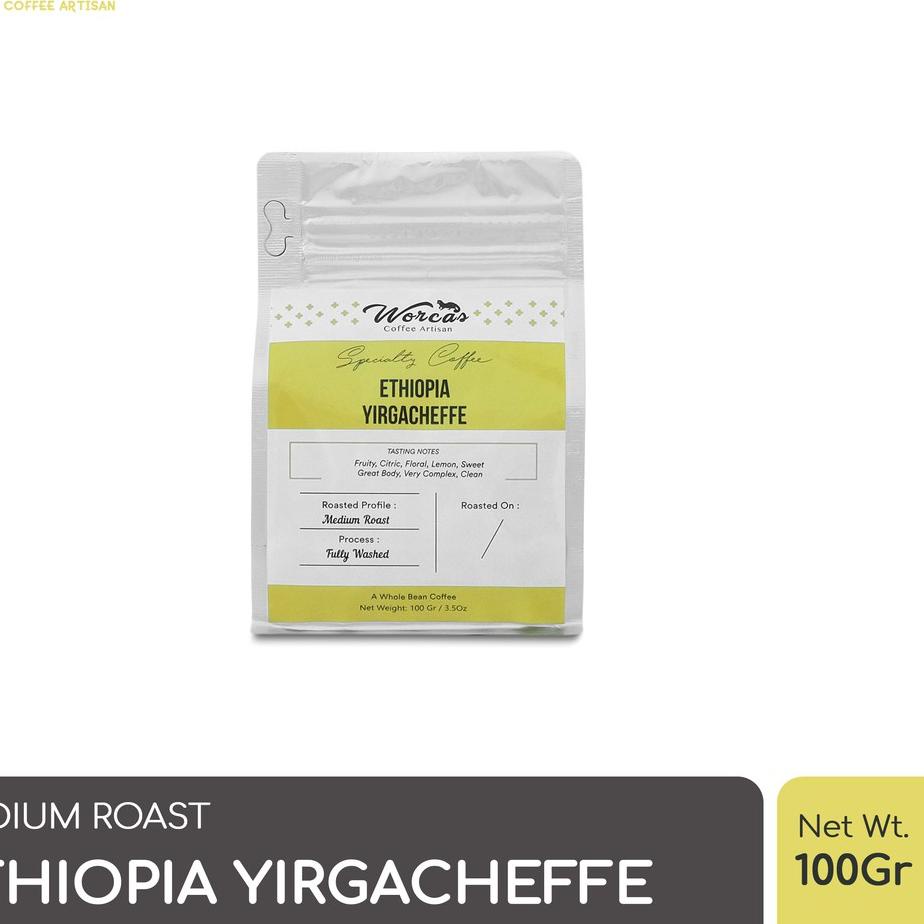 

READY ✅WORCAS Kopi Arabika Ethiopia Yirgacheffe 100 Gram - Medium Roast|RA8