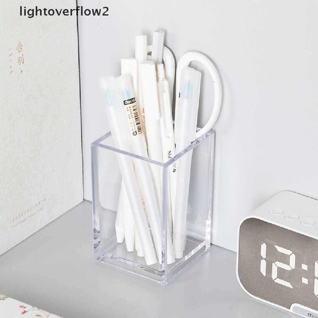 (lightoverflow2) Kotak Akrilik Transparan 10x6.5x6.5cm Holder Pulpen / Alat Tulis / Makeup