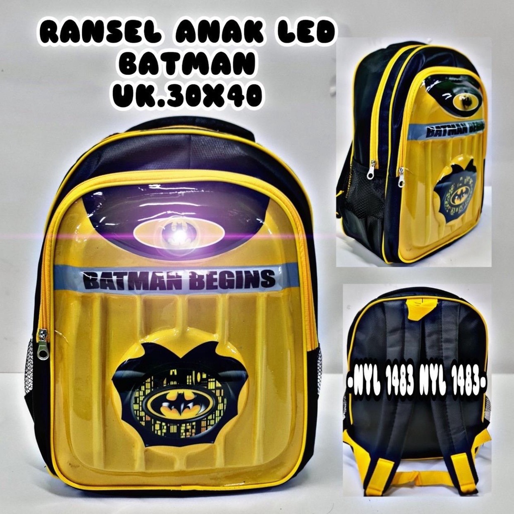 Tas Sekolah Anak motif Karakter Kartun LED 3 Dimensi