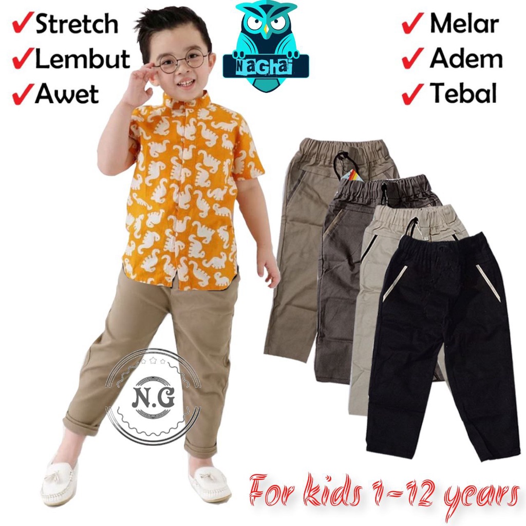 NAGHAI- Ecer pilih warna 1-13th celana chino anak panjang laki-laki terlaris chinos slim fit celana chino panjang anak cowok cewek