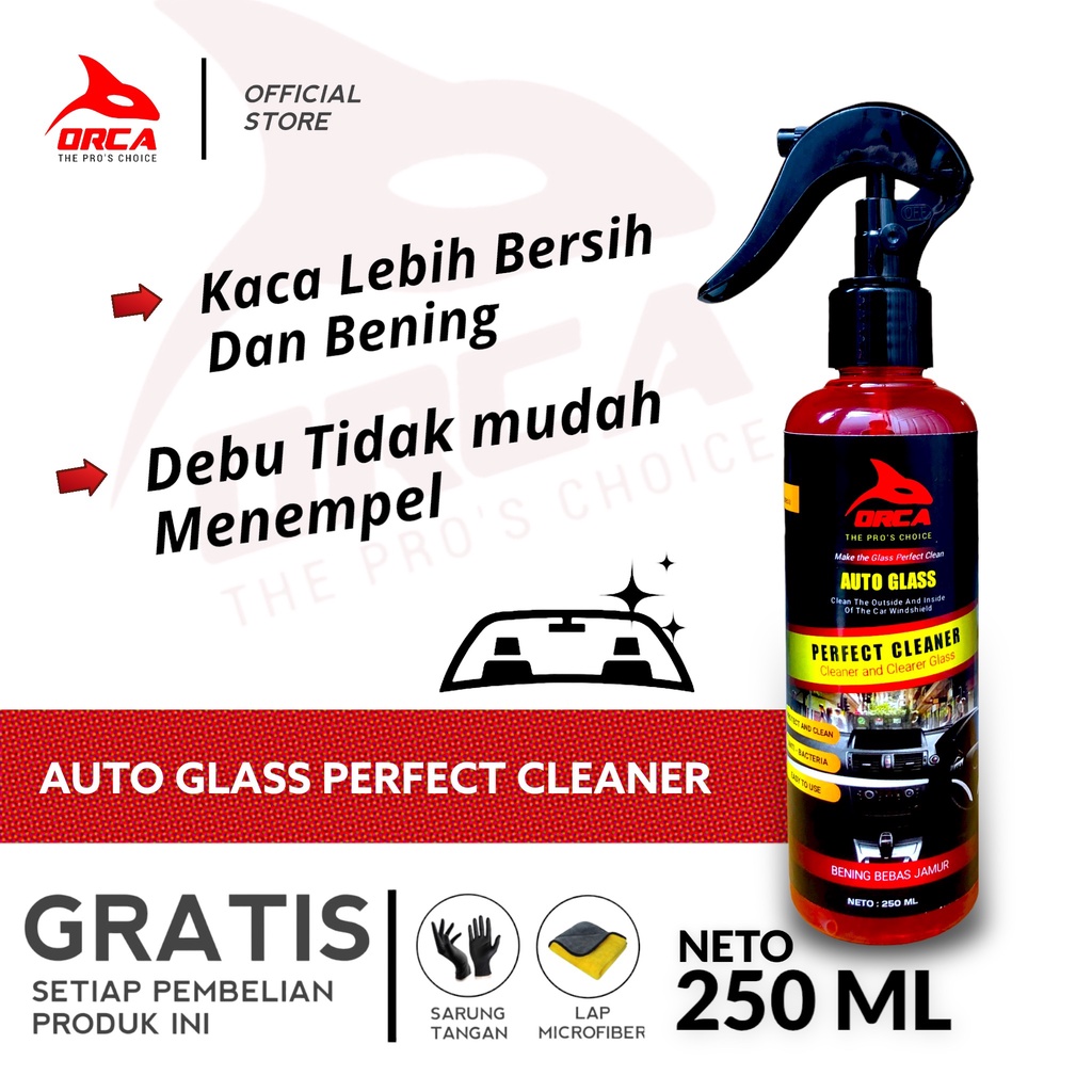 Orca Auto Glass Perfect Cleaner Pembersih Jamur kaca Mobil 250ml / Waterspot Remover