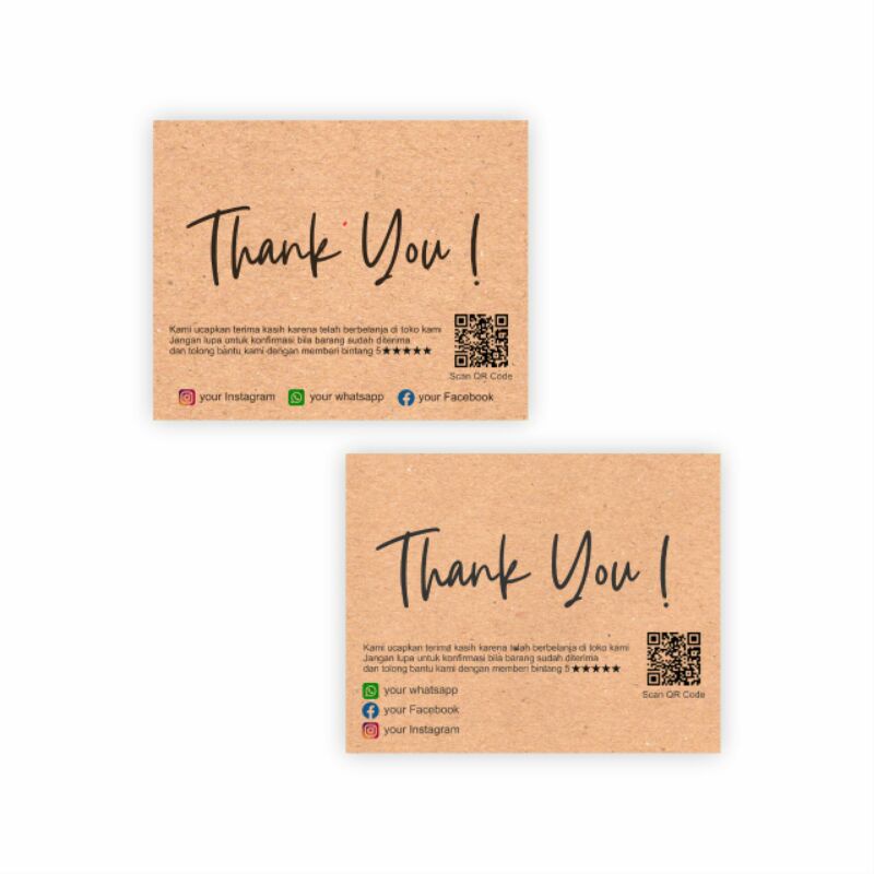 

Thank You Crad Cutom Bahan Kraft / Craft (HITAM)