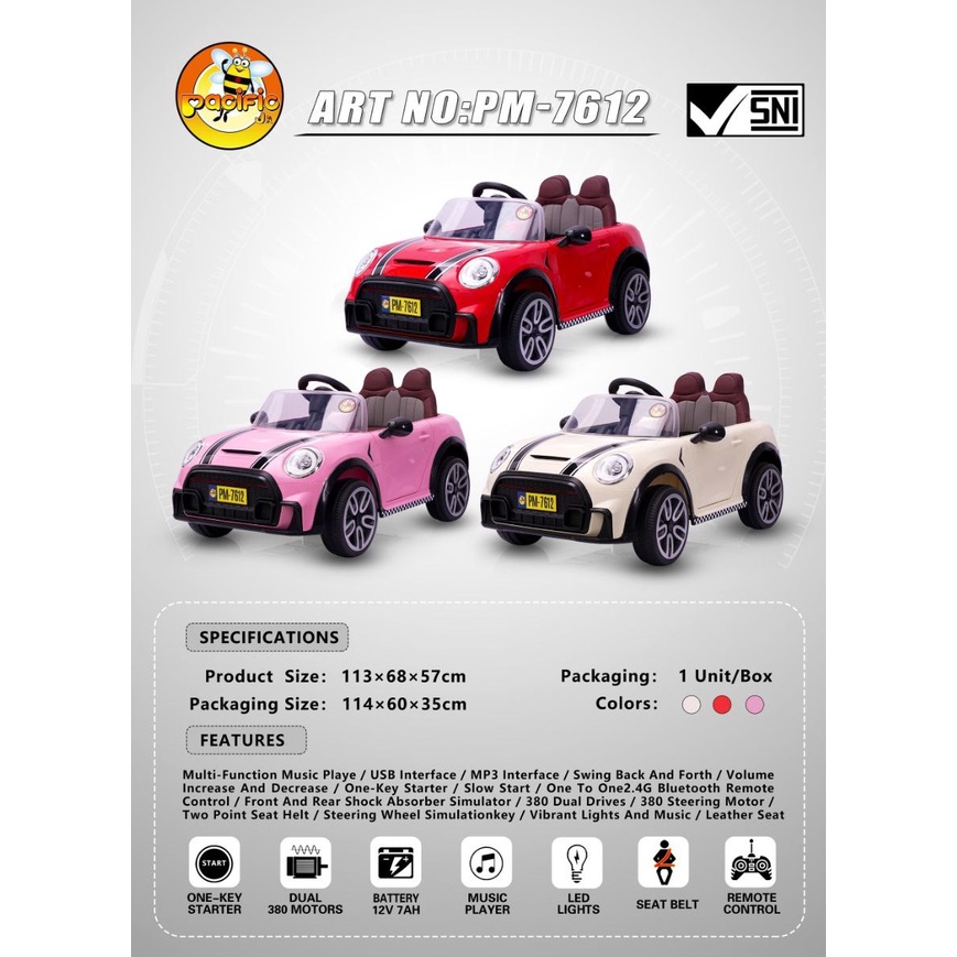 Bazar Sepeda - Mobil Accu Aki Anak Pacific Mini Cooper 7612
