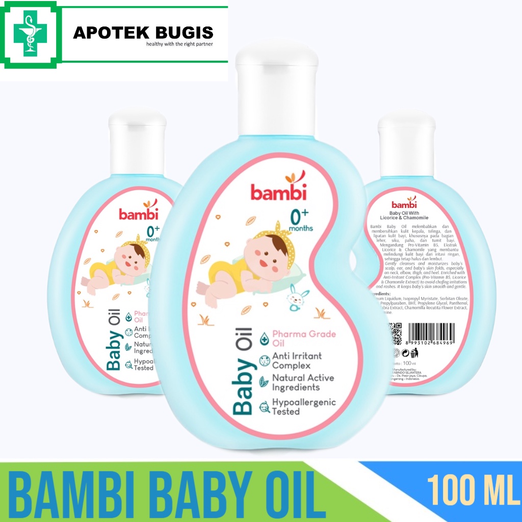 Bambi Baby Oil 100ml | Baby Oil Pijat Bayi Kulit Normal - Sensitif