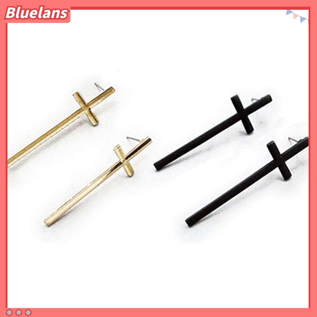 Bluelans Unisex Vintage Rock Punk Gothic Charm Cross Earrings Lovers Ear Studs Gift