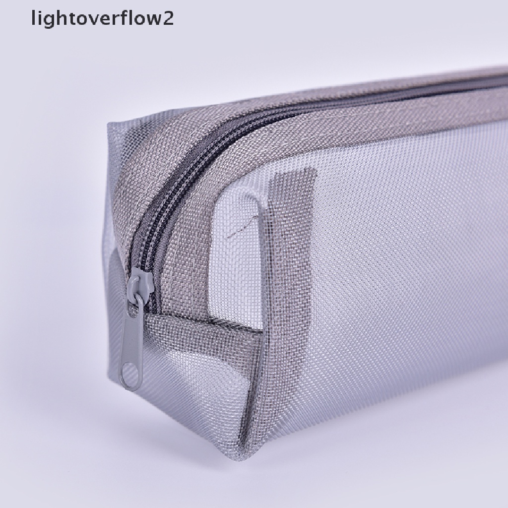 (lightoverflow2) Tas Pouch Mesh Transparan Portable Dengan Resleting Untuk Tempat Pensil / Kosmetik / Makeup