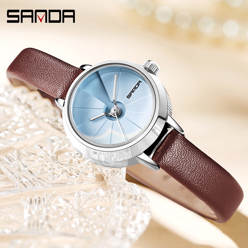 SANDA 1113 Jam Tangan Wanita Analog Retro Style Tali Kulit Quartz WATCHKITE WKOS