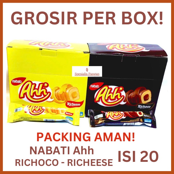 GROSIR!! RICHEESE AHH RICHOCO NABATI 1 BOX ISI 20 KEJU COKLAT SNACK