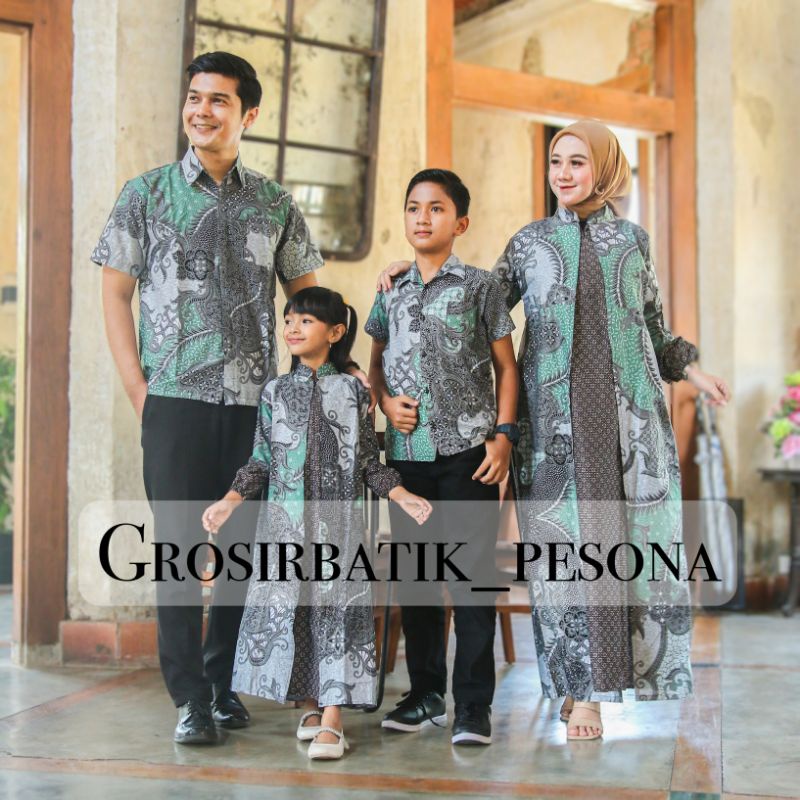 COUPEL GAMIS FAMILI Batik keluarga ,SARIMBIT IBU AYAH DAN ANAK