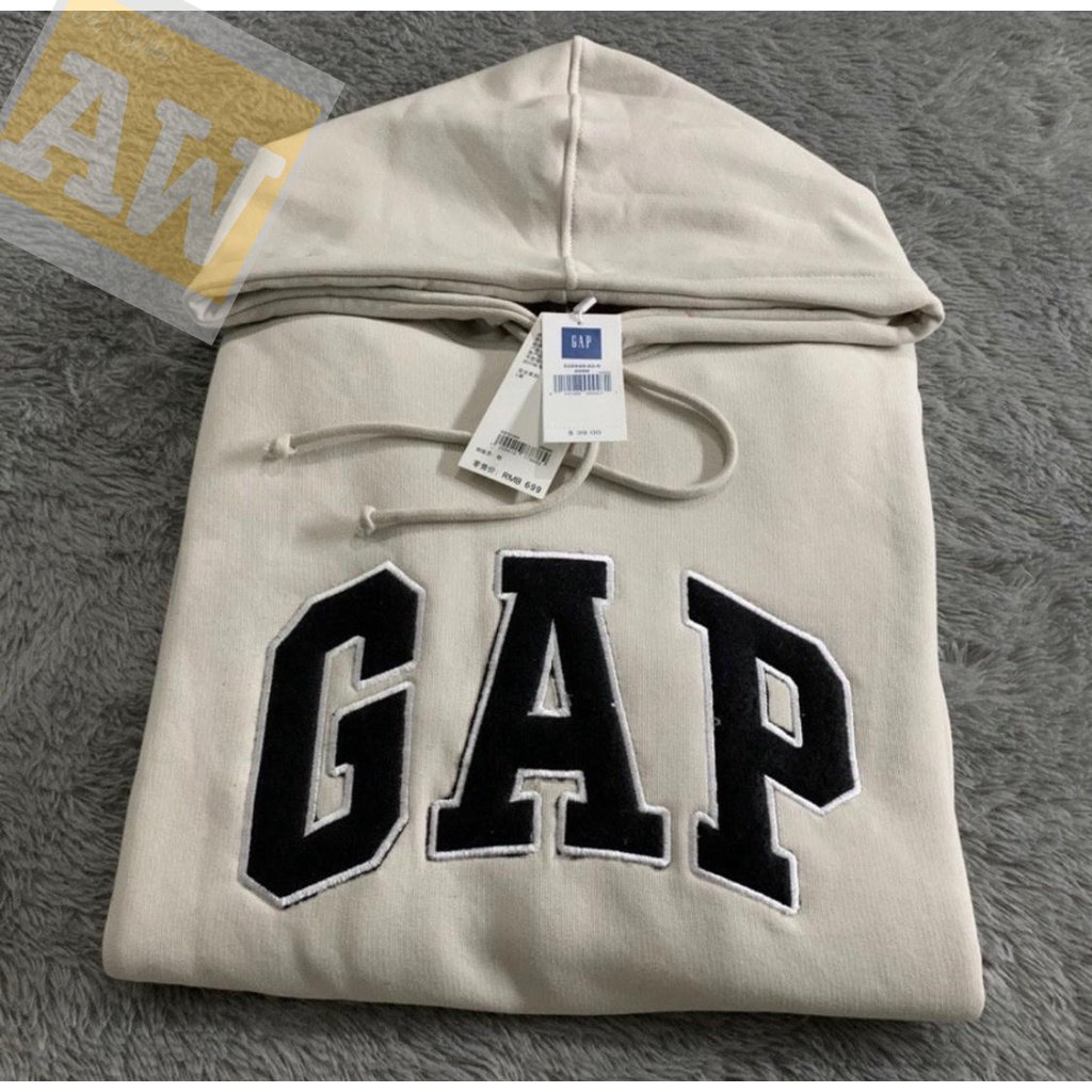 jaket Sweater Hoodie Pria Distro Keren Terbaru Cream dan Hitam GAP FULL HANTAG & FULL LEBEL I SWEATE