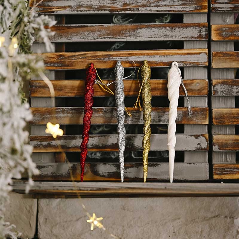 5pcs / set Ornamen Es Gantung Imitasi 13cm Untuk Dekorasi Pohon Natal / Tahun Baru / Musim Dingin