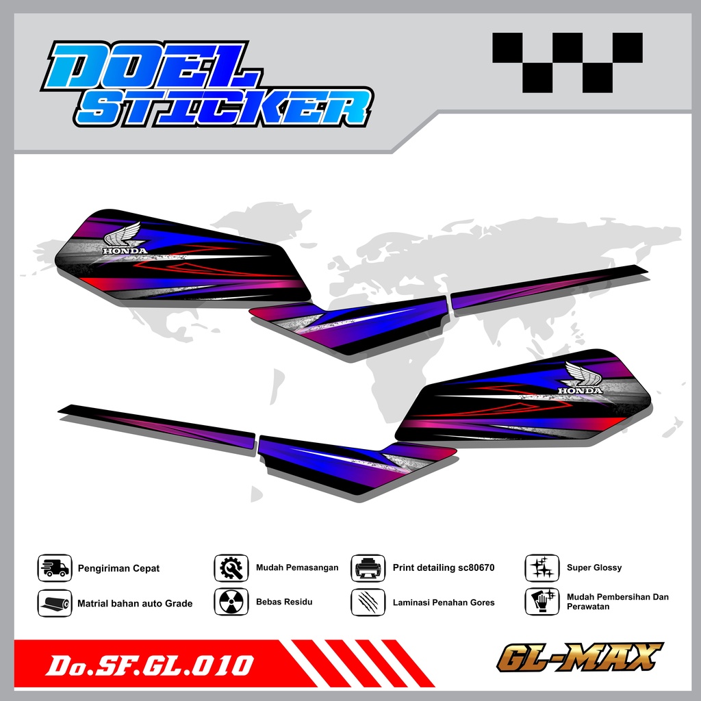 Sticker Striping GL PRO , MAX List Variasi Hologram pelangi,Crome Doel 010