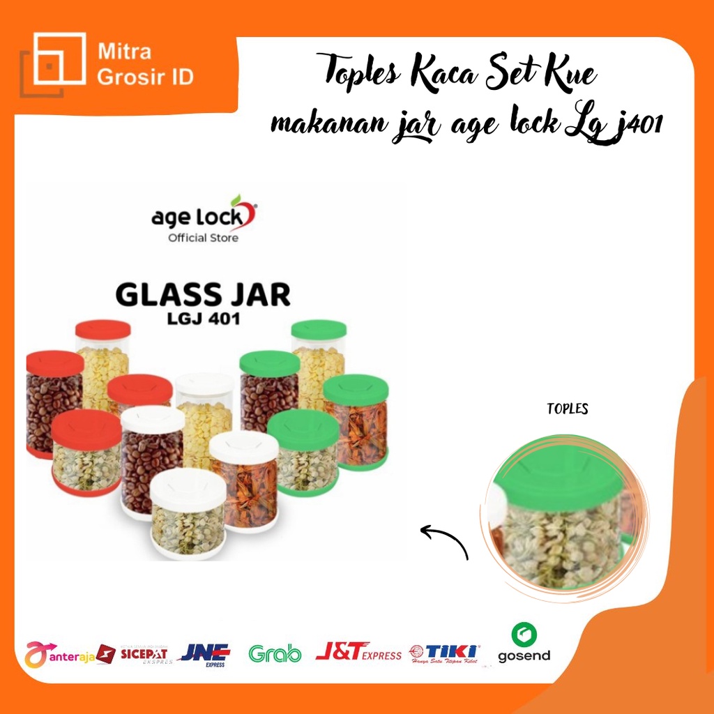 TOPLES KACA SET KUE /MAKANAN JAR AGE LOCK LGJ401