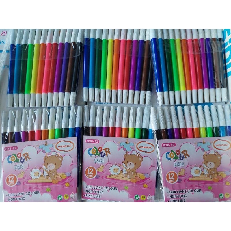 Spidol Warna Warni isi 12 Warna / Kelir Air / Colour pen Ukuran Besar/ kecil