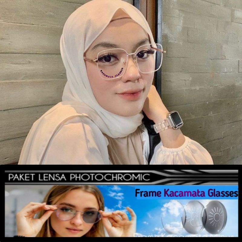 Kacamata Photocromic Minus Frame Kacamata Wanita 1578  Paket Lensa Photocromic kacamata minus trendy