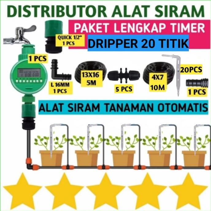 +%+%+%] PAKET ALAT SIRAM OTOMATIS STIK DRIP TETES WATER TIMER DIGITAL IRIGASI