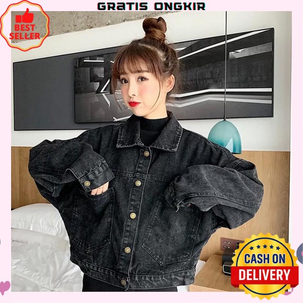 Jaket Jeans Wanita Dewasa Tanggung / Jaket Jeans Wanita Korea Oversize / Jaket Jeans Korean Style Cr