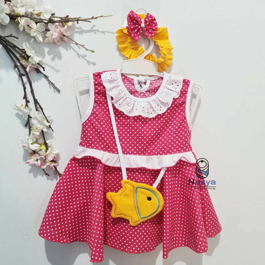 [P-035] Dress Bayi Terbaru / dress anak bergambar (0-6 bulan) - kodosan