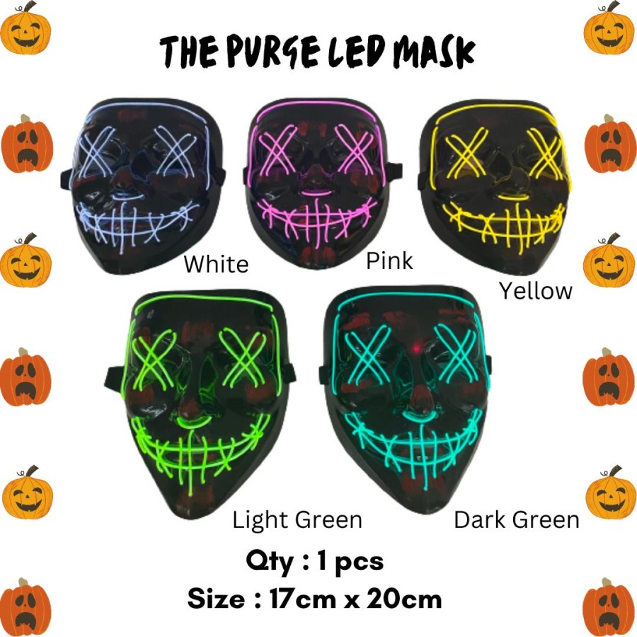 The Purge Anonymous V for Vendetta led mask/topeng Halloween tengkorak hacker warna lampu 3mode