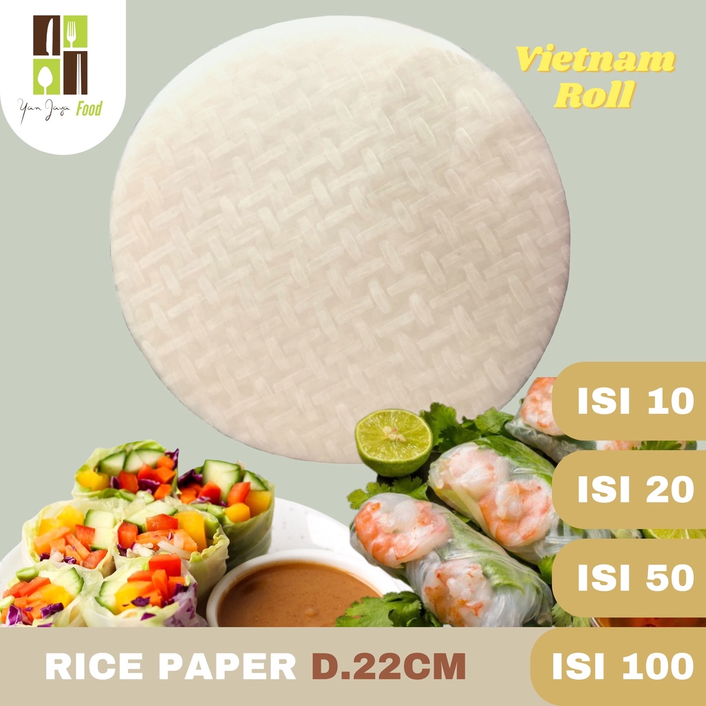 Rice Paper Kulit Transparant Lumpia Vietnam 22cm [isi 10/20/30/40/50/100]